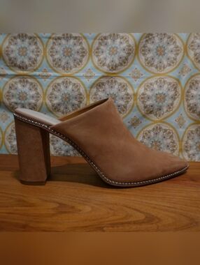 1. STATE Tan Nubuck Pointed-toe Mules